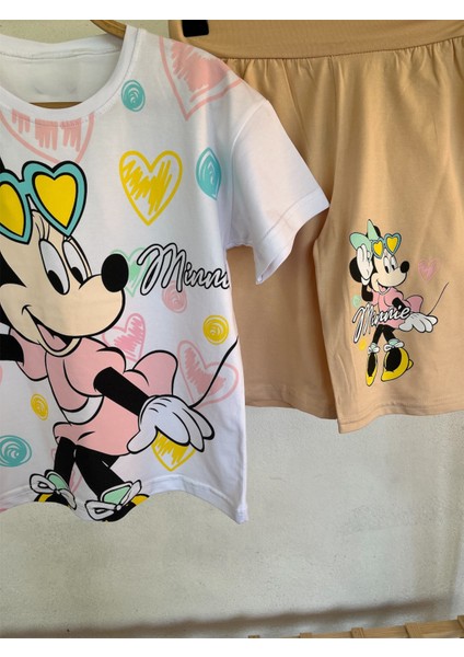 Kız Çocuk Mickey Mouse Desenli Şortlu Takım