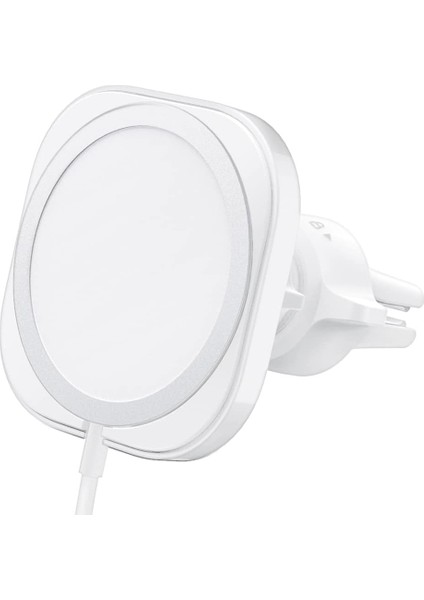 Magfit Araç Tutucu Airvent Magsafe Şarj Aleti Apple iPhone 15 / 14 / 13 / 12 Serisi ile Uyumlu (Magsafe Dahil Değildir) White - ACP03163