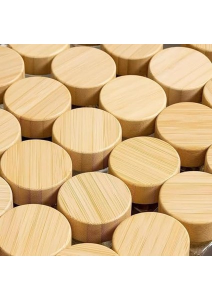 12'li Bambu ve Akasya Kapaklı Cam Baharatlık Seti 120 ml - Doğal Ahşap Kapaklı, Şeffaf Cam, Sağlıklı ve Şık Baharat Kavanozları (Bambu Kapak)