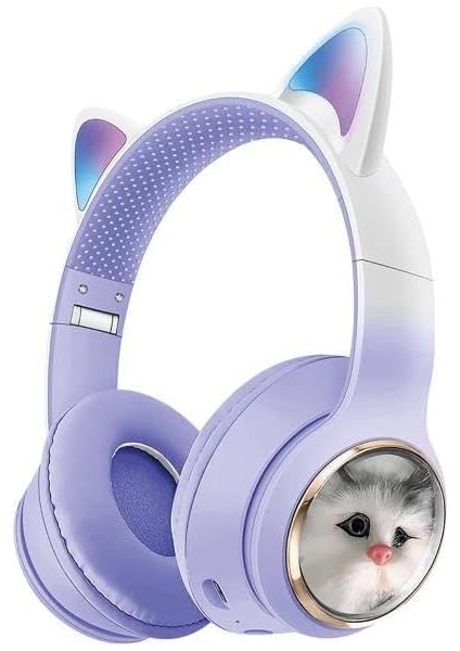 Wireless 5.3 Stereo Kedili Kulak Üstü Bluetooth Kulaklık Mor Blt-45