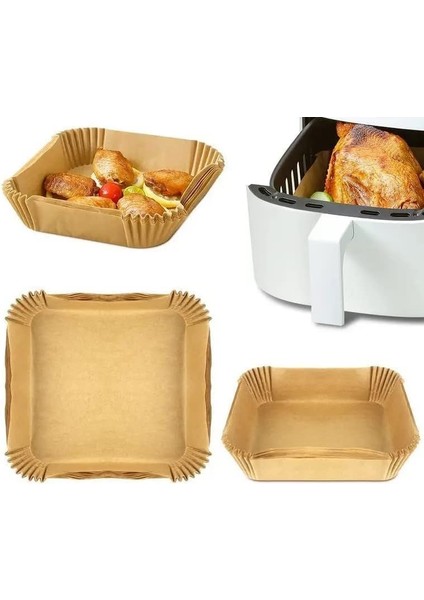 Home Airfryer Pişirme Kağıdı, Fritöz Yağlı Kağıdı, Yanmaz Kağıt 100 Adet Sıcak Hava Fritözleri Için Yağlı Kağıt,yağa ve Suya Dayanıklı Pişirme Kağıdı (100 Adet)