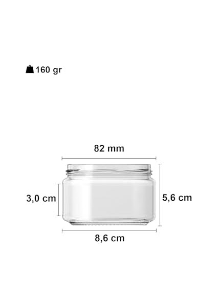 230 ml Farklı Boyutlarda Kavanoz 230 cc Konserve Metal Kapaklı Cam Kavanoz 6 Adet (Şeffaf, 230 Cc)