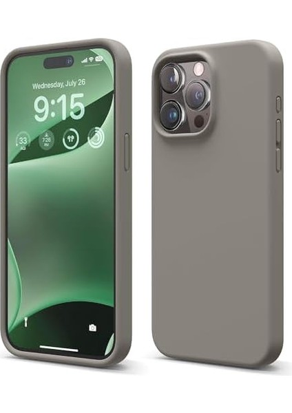 Apple iPhone 14 Pro Uyumlu Özel Ipeksi Dokunuş Hissi Veren Içi Yumuşak Kadife Lansman Silikon Kılıf Kapak (Taş)