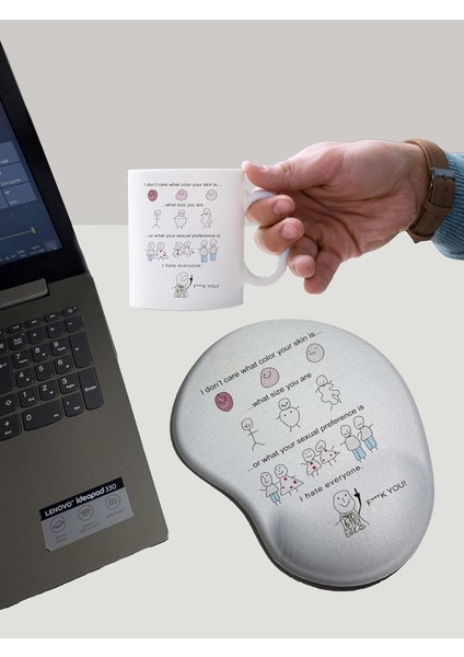 Shop - Motto Baskılı Kupa Bardak Mug + Bilek Destekli Mouse Pad