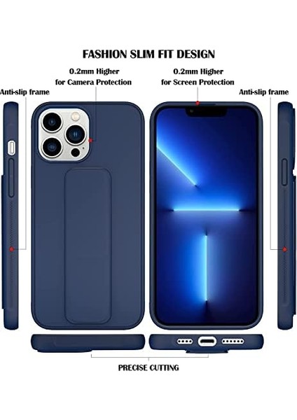 Apple iPhone Mıknatıslı Standlı Darbe Emici Ibola Apple iPhone 13 Pro Kılıf (Lacivert)
