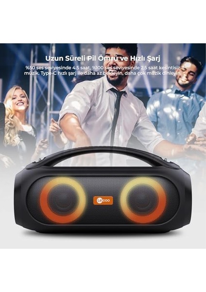 DS152 36W Kablosuz Bluetooth 5.1 Hoparlör - Rgb Aydınlatmalı Ipx5 Suya Dayanıklı Bt/aux/usb Girişli Tws Stereo Boombox Taşınabilir Hoparlör