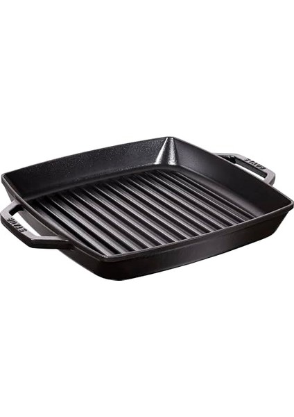 Grill Pans Çift Kulplu Döküm Izgara Tava, Siyah