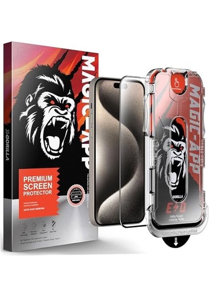 X-Gorilla Apple iPhone 14 Pro Max Uyumlu Tam Kaplayan Tozsuz Uygulama 9h Ekran Koruyucu Kırılmaz Temperli Cam