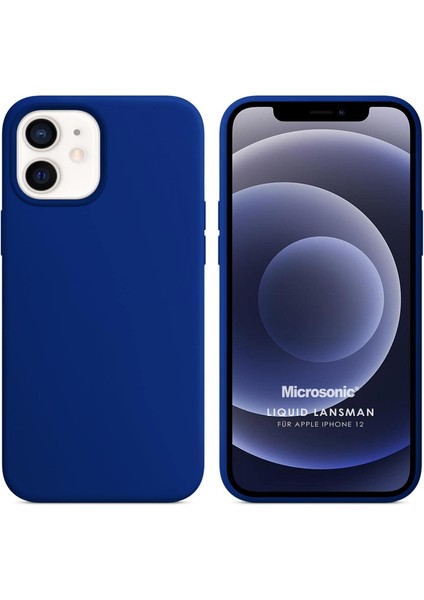 Apple iPhone 12 Için Kılıf Liquid Lansman Silikon Lacivert [Apple iPhone 12 ile Uyumlu Kılıf - Lacivert]
