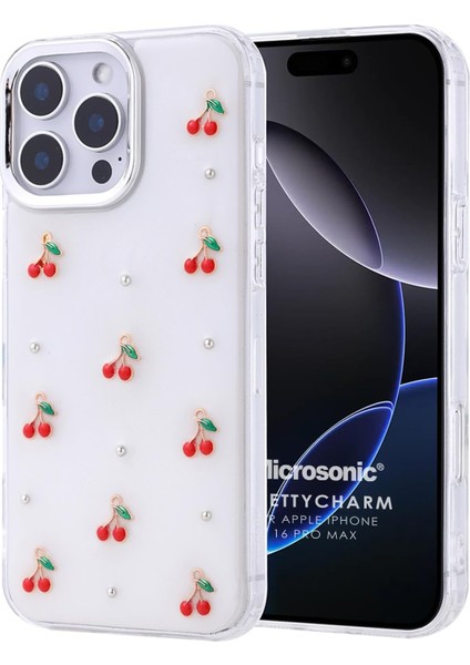 Apple iPhone 16 Pro Max Kılıf Prettycharm Cherry [Apple iPhone 16 Pro Max ile Uyumlu Kılıf - Kırmızı]