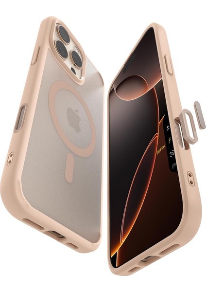 Apple iPhone 16 Pro Kılıf Ultra Hybrid T Kamera Buton Korumalı Magfit Magsafe Özellikli Frost Rose Titanium ACS09071
