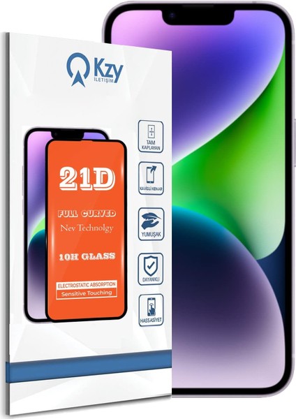 Iletişim Apple iPhone 14 Tam Kaplayan 21D Temperli Ekran Koruyucu Cam