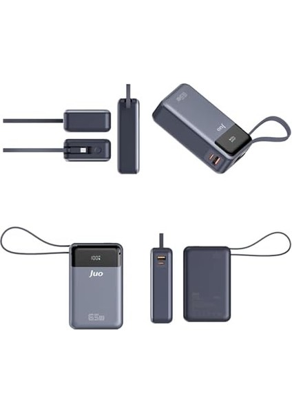 20000MAH 65W LED Ekranlı Usb-A + Type-C Kablolu Taşınabilir Hızlı Şarj Cihazı Powerbank