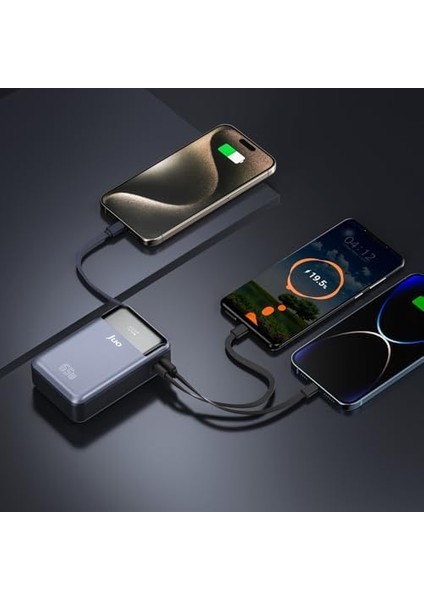 20000MAH 65W LED Ekranlı Usb-A + Type-C Kablolu Taşınabilir Hızlı Şarj Cihazı Powerbank