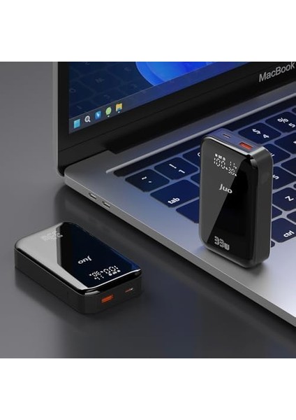 10000MAH 33W LED Watt Amper Göstergeli Usb-A + Type-C Powerbank Taşınabilir Hızlı Şarj Cihazı