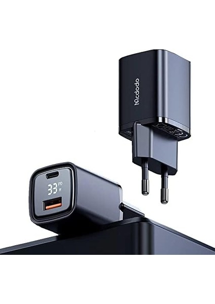 CH-1701 Dijital Ekran USB Typec Girişli Hızlı Şarj Adaptörü, 33W