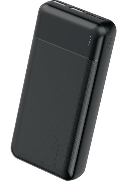 20000 Mah 2x USB Çıkış, 1x Micro USB Giriş, 1x Type-C Giriş, 2.4A Powerbank Taşınabilir Şarj Cihazı, PW-105 (Siyah)