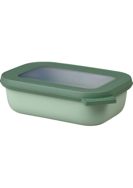 - Multi Bowl Cirqula Rectangular - Kapaklı Saklama Kabı - Buzdolabı Için Hava Geçirmez Saklama Kutusu ve Mikrodalga Fırın Kabı Olarak Uygundur - 500 ml - Nordic Sage