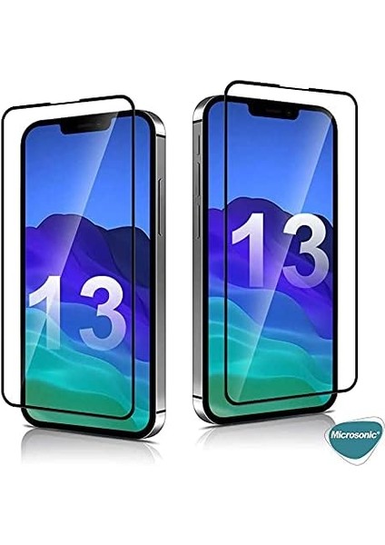 Apple iPhone 13 Tam Kaplayan Temperli Cam Ekran Koruyucu Siyah