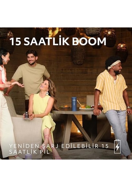 Ears Boom 4 Taşınabilir Su Geçirmez Bluetooth Hoparlör, 360 Derece, Güçlü, Sürükleyici, Kristal Netliğinde Ses, 15 Saatlik Pil Ömürlü ve 45M Kullanım Mesafeli Batmaz Hoparlör, Siyah