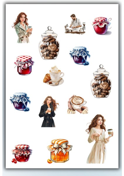 Vintage ,retro Planlayıcı Sticker Seti Planner Ajanda Bullet Journal Için Uygun Etiket