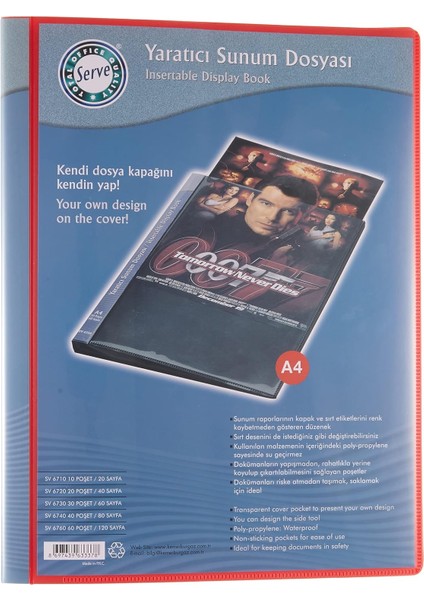 SV-6740-KRM Serve Yaratici Sunum Dosyası, Kırmızı, 40LI
