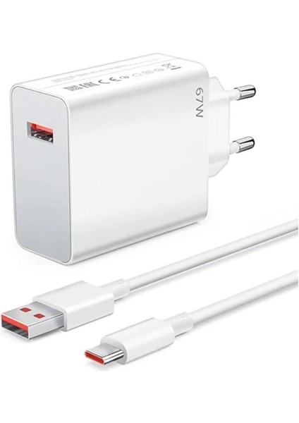 Xiaomi Telefonlar Için 67W USB Adaptör ve 1mt USB Typec Kablo Şarj Seti