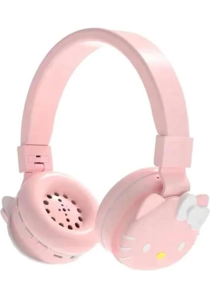 NM18 Kedi Tasarımlı Bluetooth Kulaklık, Kablosuz, Pembe, Mikrofonlu, Sd Kart Girişli
