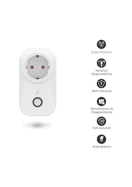 Wifi Akıllı Akım Korumalı Priz (16 Amper), Uzaktan Kontrol, Anlık Enerji Tüketim Takip,tuya Destekli