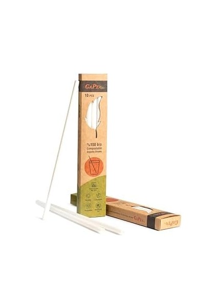 Bio Naturel (%100 Bitki Bazlı), Tekrar Kullanılabilir, Kompostlanabilir, Biyoçözünür (Doğada Çözünebilir) Pipet (10, Naturel)