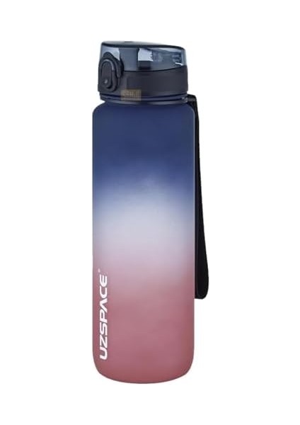 1000ML Büyük Boy Soft Touch Çift Renk Motivasyon Tritan Su Matarası (Lacivert-Kırmızı)