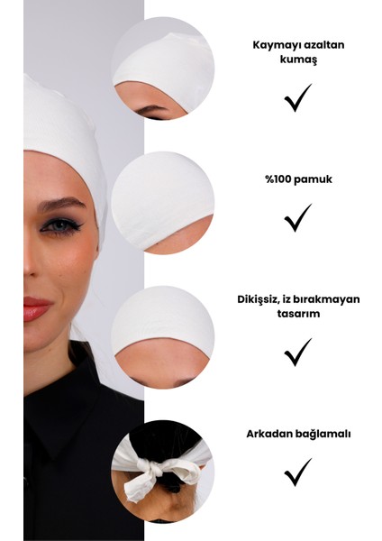 Dikişsiz Ekru Penye Bone Kadın Tesettür Bağlamalı (Kırık Beyaz) fiyatları