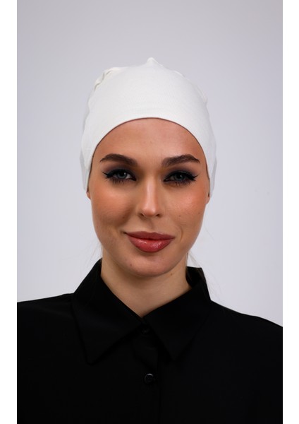 Dikişsiz Ekru Penye Bone Kadın Tesettür Bağlamalı (Kırık Beyaz) fırsatları