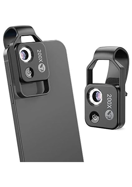 Için Mikroskop 200X Üniversal Klipsli Cep Mikroskobu Hd Optik Lens ve iPhone Android Telefon Için Büyüteçli Dijital Mikroskop Yetişkinler ve Çocuklar Için LED Aydınlatmalı Cpl Lens