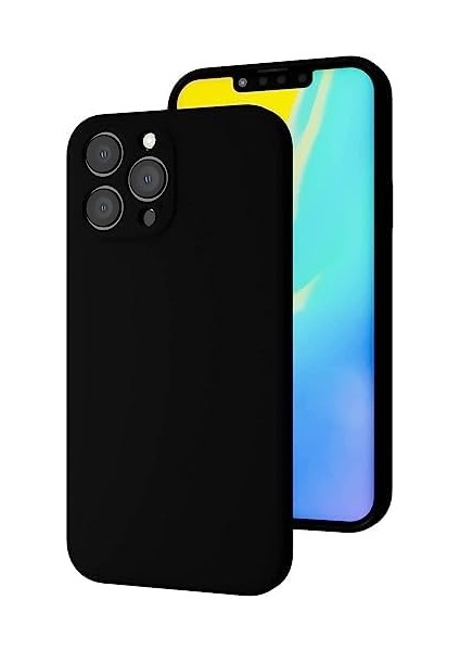 Apple iPhone 13 Pro Max Uyumlu Lansman Kamera Korumalı Içi Kadife Mat Renkli Köşe Korumalı Kılıf Kapak (Siyah)