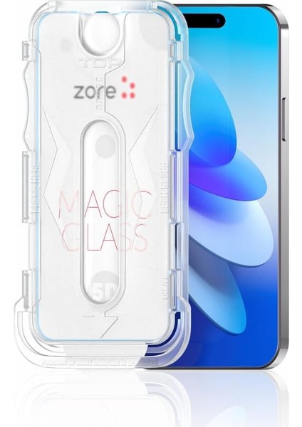 Apple Ile Uyumlu Apple iPhone 16 Plus Zore Kolay Uygulama Aparatlı 5d Magic Glass Cam Ekran Koruyucu Şeffaf