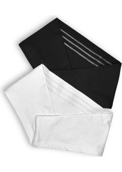 2li Kaymaz Bandana Siyah Beyaz Kaymayan Silikonlu Geçme Tesettür Bone - Sportif Spor Saç Bandı