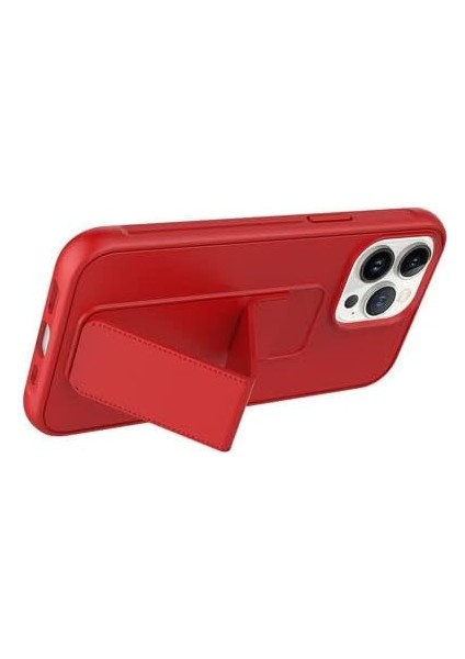 Apple iPhone Mıknatıslı Standlı Darbe Emici Ibola Apple iPhone 13 Pro Max Kılıf (Kırmızı)