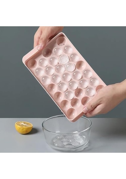 33 Hazne Mavi ve Pembe Renklerde Premium Plastik Buz Kalıbı Yeniden Kullanılabilir Küresel Buz Tray Kokteyller ve Soğuk Içecekler Için Ideal (Normal, Adet, 3)
