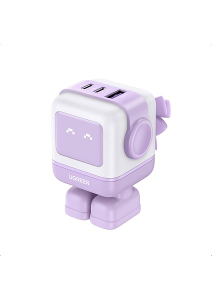 Nexode Rg USB C Şarj Cihazı 65W Robotgan Şarj Cihazı USB C Güç Kaynağı MacBook Pro/air, Ipad, Apple iPhone 15 Pro Max, Galaxy S24 Ultra, Steam Deck ile Uyumlu 3-Port Hızlı Şarj Cihazı LED (Mor)