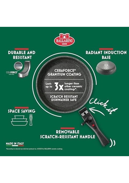 Torre Kızartma Tavası Seti ve Saplı Tencere, 20 + 28 cm + Saplı Tencere 16 Cm, Seramik Kaplama, Indüksiyonlu Ocaklara Uygun, Çıkarılabilir Sap, Alüminyum fiyatları