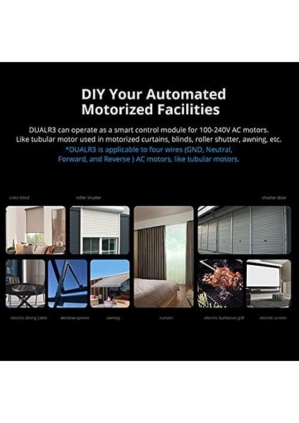 Güç Ölçümlü Wifi Akıllı Perde Anahtarı Tüv Sertifikalı, Dualr3 Çift Röle Dıy Perde, Panjur, Panjur, Iki Yönlü Akıllı Anahtar, Alexa ve Google Home ile Çalışır (1 Paket)