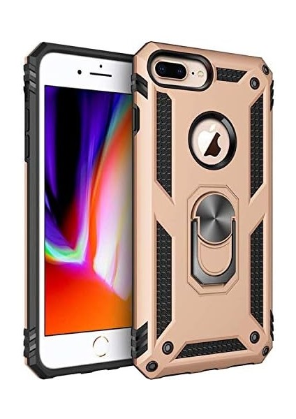 Apple iPhone 7 Plus Için Kılıf Military Ring Holder Gold [Apple iPhone 7 Plus ile Uyumlu Kılıf - Gold]