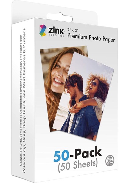 2"x3" Premium Fotoğraf Kağıdı (50 Paket) Polaroid Snap, Snap Touch, Zip ve Nane Kameraları ve Yazıcılarla Uyumlu