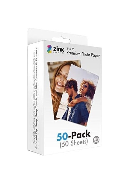 2"x3" Premium Fotoğraf Kağıdı (50 Paket) Polaroid Snap, Snap Touch, Zip ve Nane Kameraları ve Yazıcılarla Uyumlu