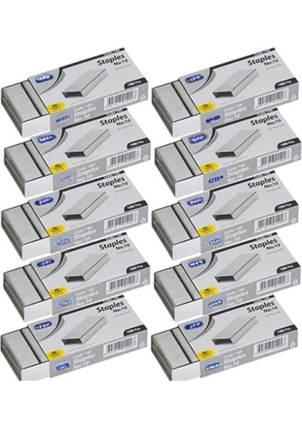 10 Kutu Zımba Teli 10.000 Adet No:10 24/6 Büyük Küçük Zımba Makinesi (No:10 (Küçük))