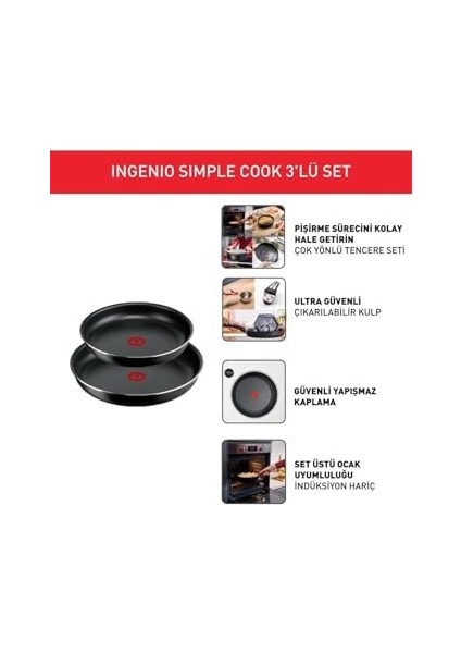 L1539353 Simple Cook Üçlü Tava Seti - 2100134663