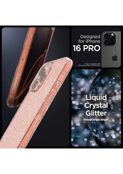 Apple iPhone 16 Pro Kılıf Liquid Crystal Glitter Rose Quartz - ACS08114
