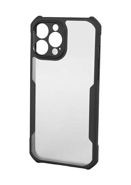 Apple iPhone 16 Pro Max Siyah Kenarlı Şeffaf Kılıf, Şok Emici Tam Kasa Koruma, Şık Siyah Çerçeveli Transparan Kapak