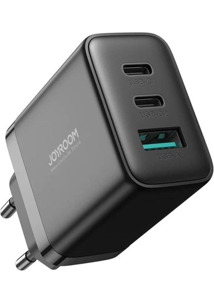 JR-TCF10 Seyahat Duvar Şarj Cihazı, Ab Fişi, 3 Port (2 Pd ve 1 Usb) 32W - Siyah